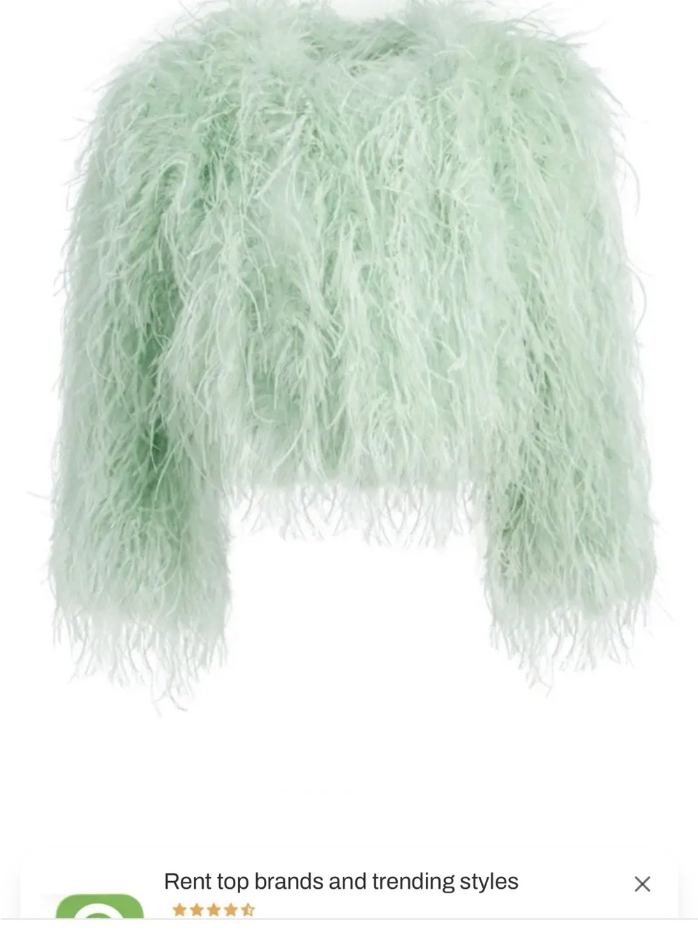 Alice + Olivia KIDMAN FEATHERED JACKET SIZE L LIGTH GREEN Feather Crop Top - Picture 7 of 11